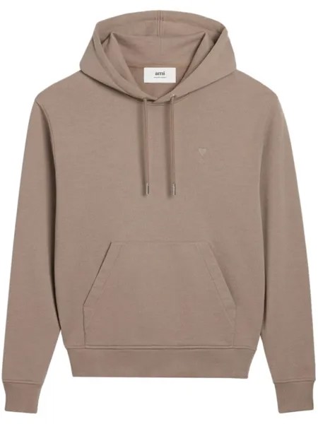 AMI Paris худи с монограммой Ami de Coeur, коричневый