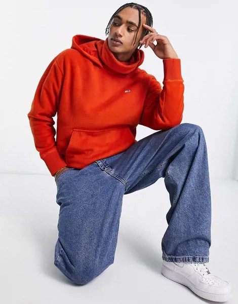 Оранжевый худи свободного кроя из флиса с воротником-стойкой Tommy Jeans-Оранжевый цвет
