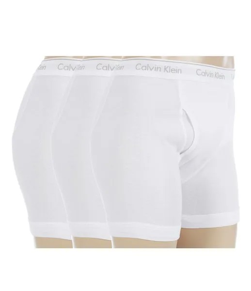 Классические однотонные хлопковые трусы-боксеры Calvin Klein, 3 шт., белый