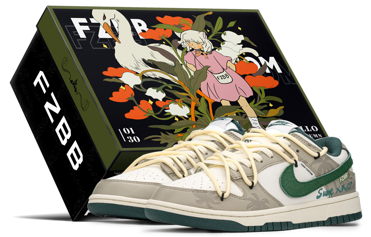 Кроссовки Nike Dunk Skateboarding Shoes Unisex Low-top Khaki Green, хаки/зеленый
