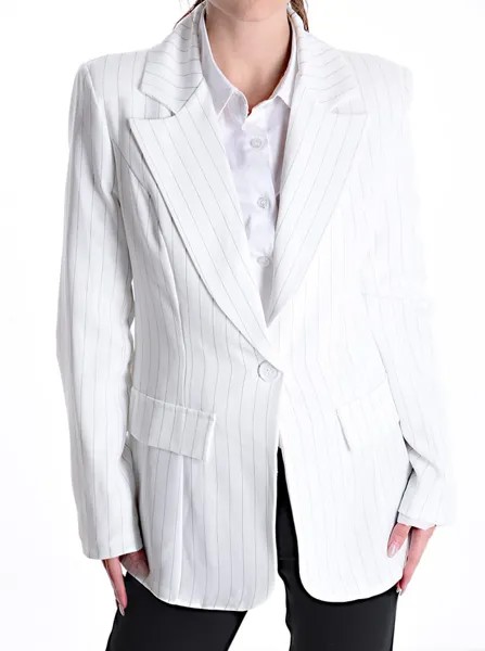 Полосатый пиджак с пуговицами, белый