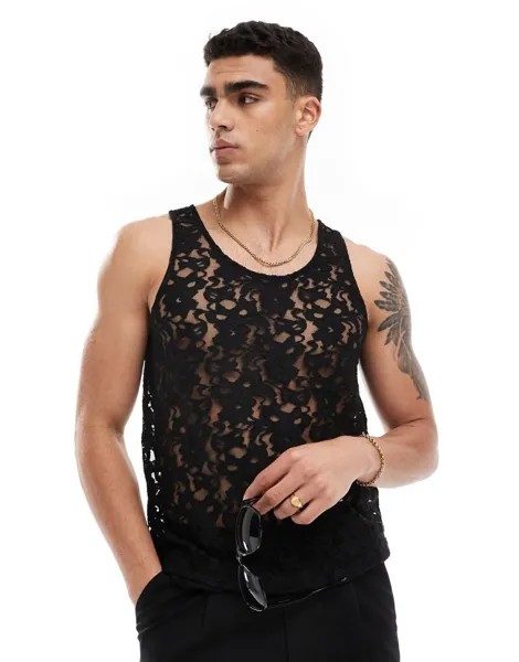 Кружевная майка стандартного кроя ASOS DESIGN