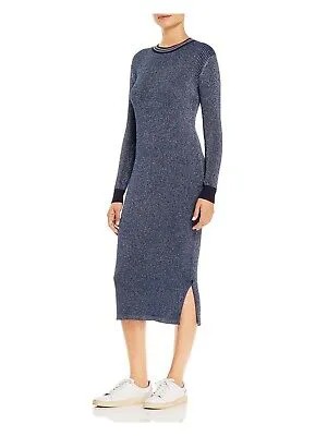Женский синий вязаный пуловер миди с длинными рукавами SCOTCH - SODA, праздничное облегающее платье S