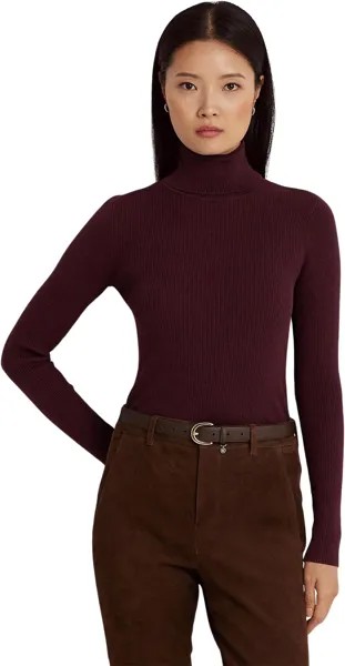 Свитер с высоким воротником в рубчик LAUREN Ralph Lauren, цвет Vintage Burgundy