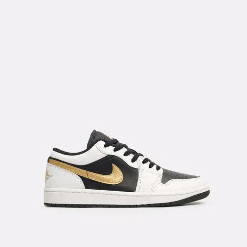 Кроссовки Jordan 1 Low, размер 9US, белый/черный/золотой