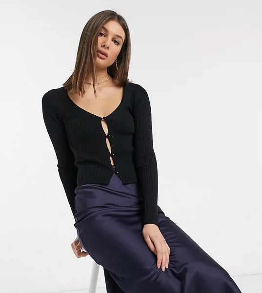 Кардиган в рубчик ASOS DESIGN Tall-Черный