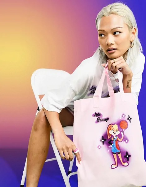 Сиреневая сумка-шопер из хлопка ASOS DESIGN Space Jam: A New Legacy-Фиолетовый цвет