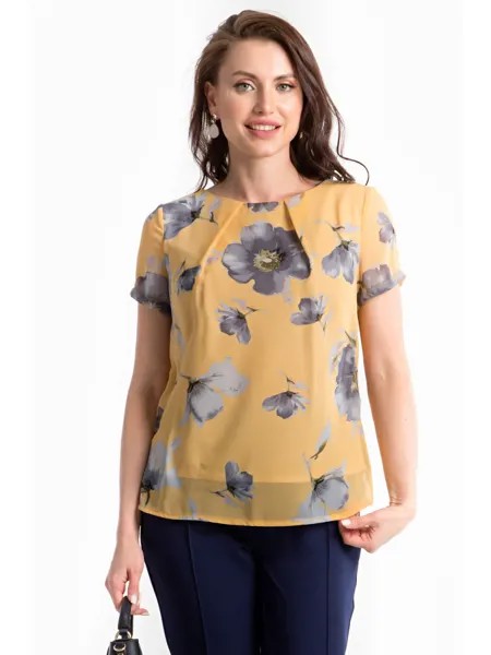 Блузка Блуза шифоновая (цветы на желтом) Б1446-1