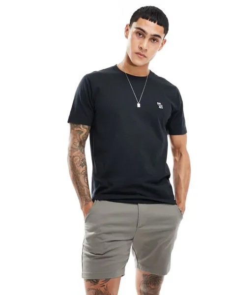 Abercrombie & Fitch - Icon - Повседневная черная футболка с тисненым логотипом