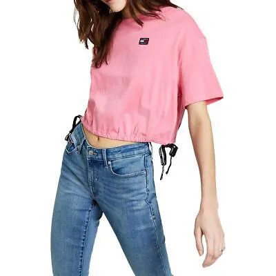 Женская розовая хлопковая футболка с короткими рукавами Tommy Jeans укороченная L BHFO 2486