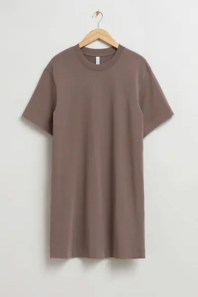 Свободное платье-футболка и другие истории H&M, коричневый