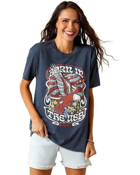 Футболка Ariat USA Born, цвет Navy Heather