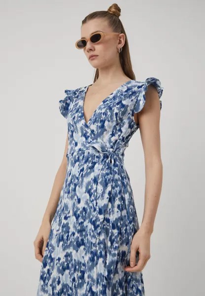 Летнее платье Vipeffi Lira V Neck Wrap Midi Dress VILA, цапля/синяя корона/синий Кентукки/настоящий синий