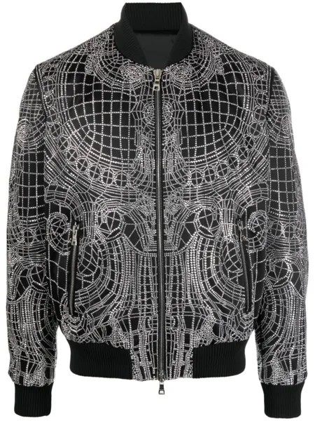 Balmain бомбер с графичным принтом, черный