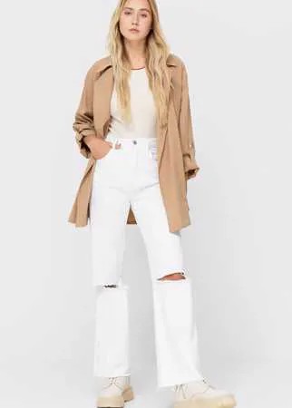 Stradivarius Короткий Тренч Из Струящейся Ткани Бежевый M
