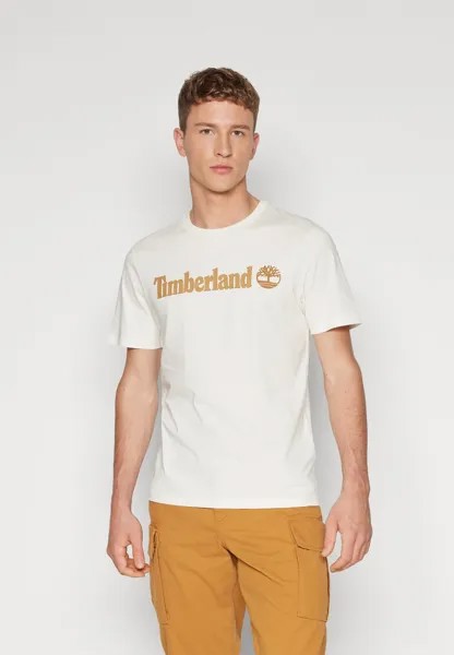 Футболка с принтом Linear Logo Short Sleeve Tee Timberland, цвет vintage white