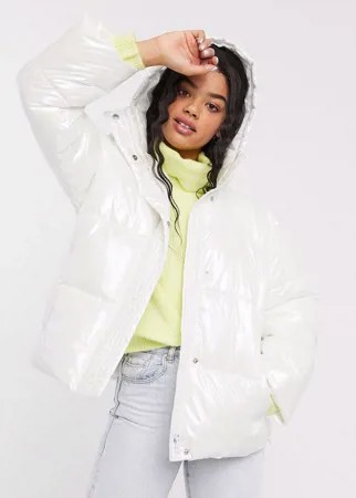 Белый пуховик с мраморным эффектом ASOS DESIGN