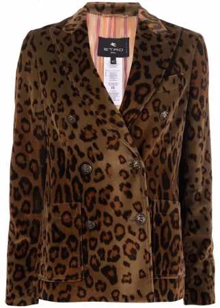 ETRO двубортный пиджак с леопардовым принтом