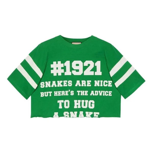 Футболка Men's GUCCI SS21 1921 Series Alphabet Numeric Printing Short Sleeve Green T-Shirt, зеленый