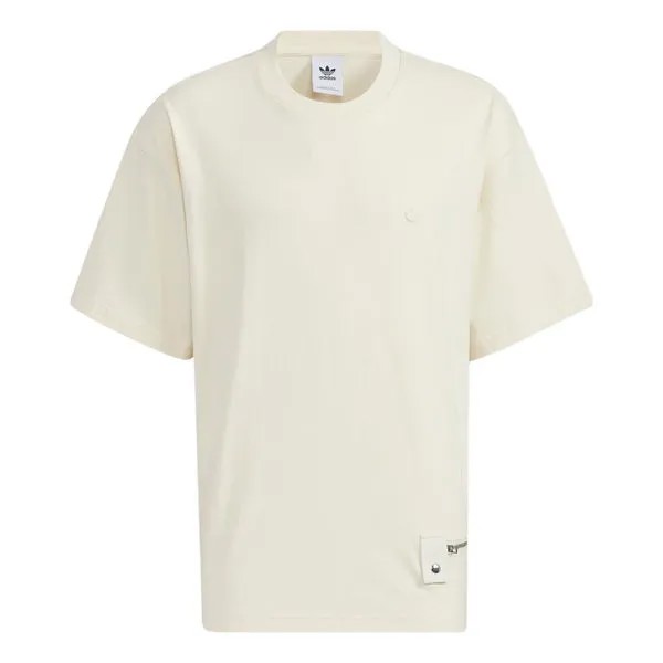 Футболка Adidas originals Zipper Ss Tee Solid Color Sports Round Neck Short Sleeve Creamy White, Белый