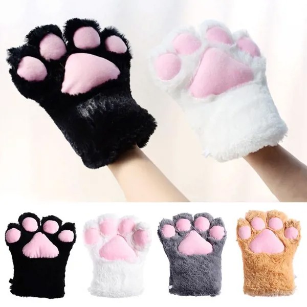 1PC Девушка Кошка Лапа Перчатки Mittens Косплей Медведи Плюш Лолита Мультфильм Пушистый животных Аниме Толстый