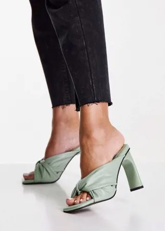 Зеленые мягкие мюли на высоком каблуке Topshop Reuben-Зеленый цвет