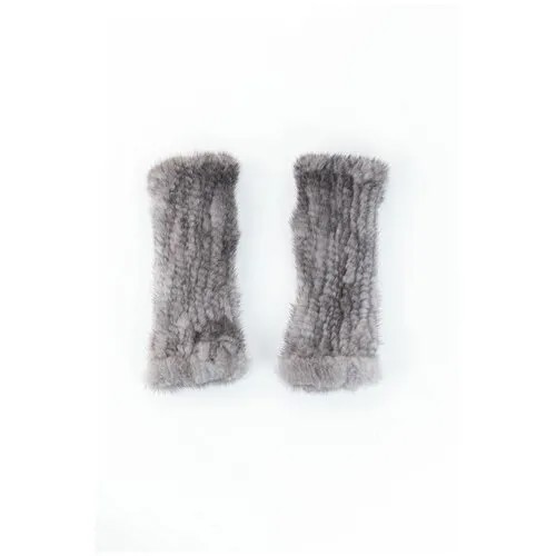 Митенки женские меховые серые Carolon / Стильные женские митенки перчатки