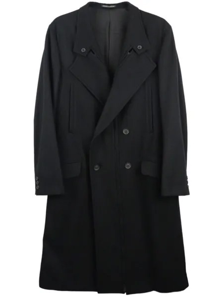 Yohji Yamamoto двубортное шерстяное пальто, черный