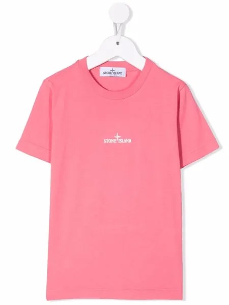 Stone Island Junior Compass-logo print retro T-shirt