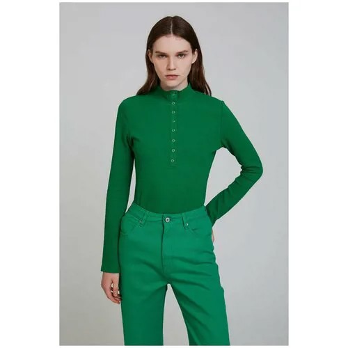Блузка-боди в рубчик INCITY, цвет зеленый, размер XXS