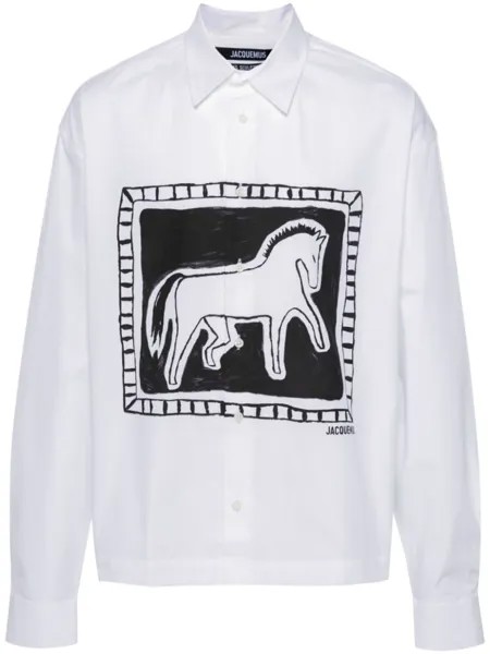 Jacquemus поплиновая рубашка La chemise Papier, белый