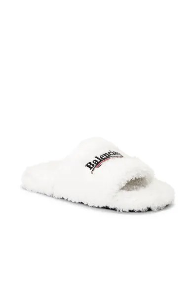 Тапочки Balenciaga Furry Slide, белый