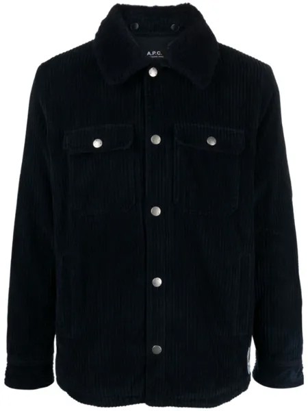 A.P.C. вельветовая куртка с меховым воротником, синий