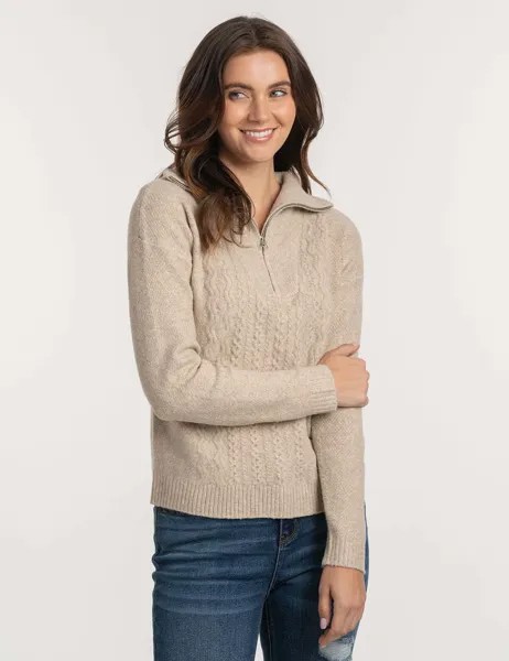 Свитер U.S. Polo Assn. Quarter Zip Cable, светло-коричневый