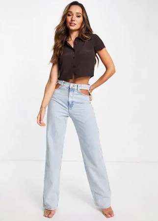 Рубашка узкого кроя шоколадного цвета с короткими рукавами ASOS DESIGN-Коричневый цвет