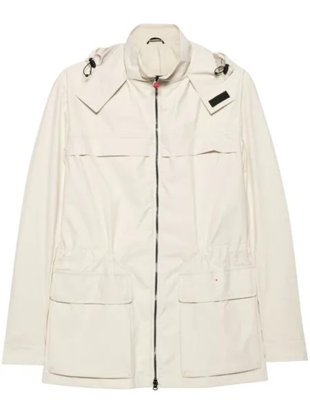 Kiton куртка с капюшоном и вышитым логотипом, нейтральный цвет