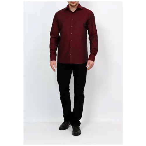 Рубашка мужская длинный рукав BERTHIER CARAMELO-25152/ Fit-M(2), Полуприталенный силуэт / Regular fit, цвет Бордовый, рост 174-184, размер ворота 44