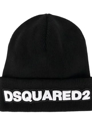 Dsquared2 шапка бини в рубчик с нашивкой-логотипом