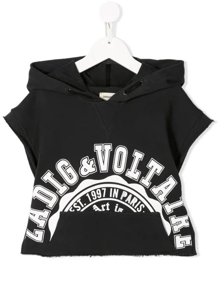 Zadig & Voltaire Kids худи с логотипом и эффектом потертости