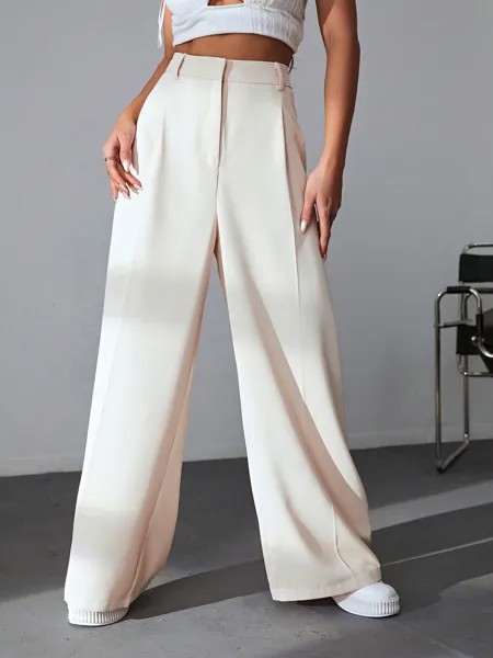 SHEIN EZwear широкие брюки, однотонные, абрикосовый цвет