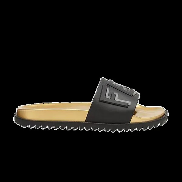 Кроссовки Fendi Layered Logo Slides 'Black Gold', золотой