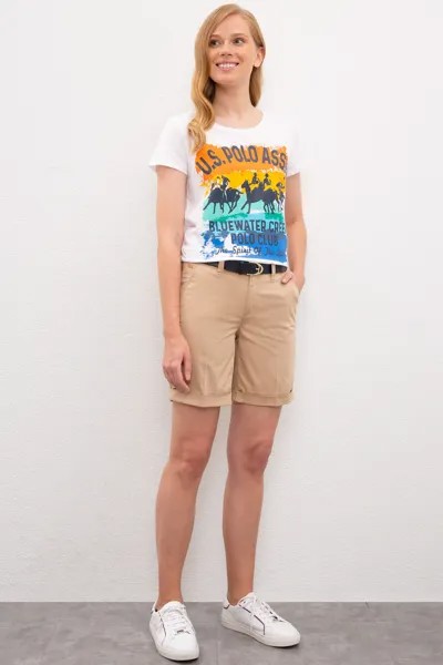 Шорты женские U.S. POLO Assn. G082SZ0310CLEA20Y бежевые 34