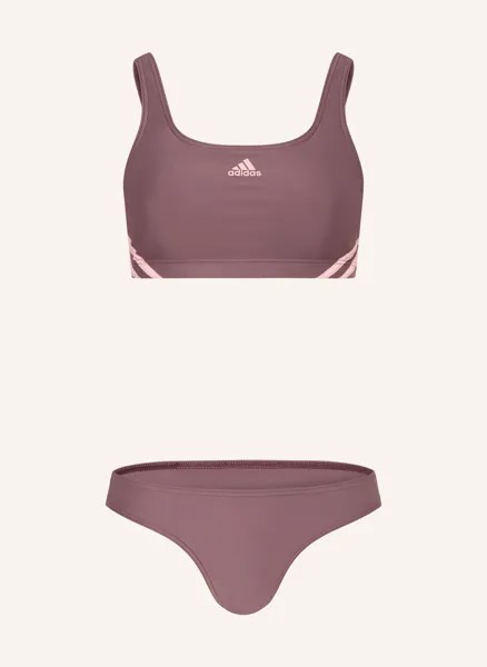 Бикини-Бюстье в спортивном стиле с 3 полосками Adidas, фуксия