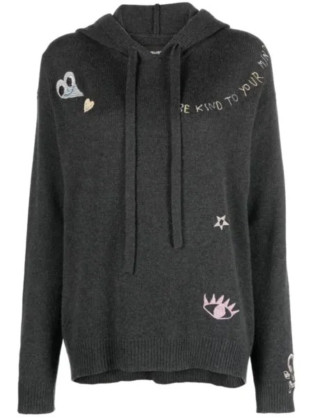 Zadig&Voltaire кашемировое худи Marky с вышивкой, серый