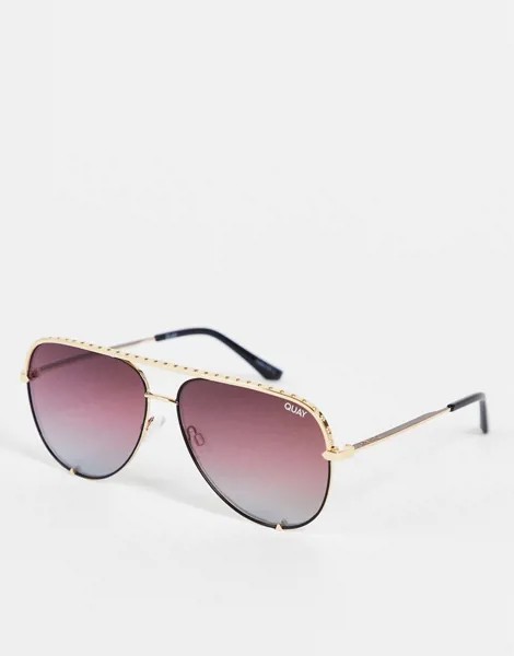 Солнцезащитные очки-авиаторы с фиолетовыми затемненными стеклами Quay-Золотистый