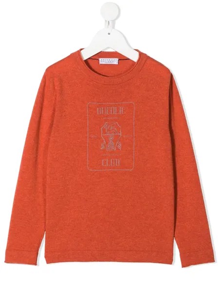 Brunello Cucinelli Kids джемпер с круглым вырезом и логотипом