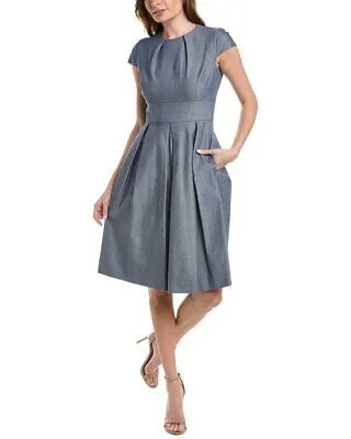 Плиссированное платье трапециевидного силуэта Brooks Brothers, синее, 12