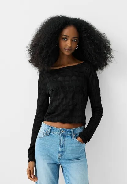 Блузка LONG SLEEVE Bershka, цвет black