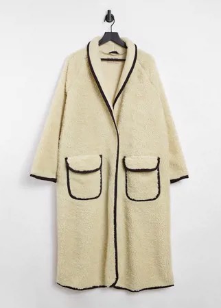 Кремовое пальто-кардиган из искусственного меха Free People Irresistable-Белый