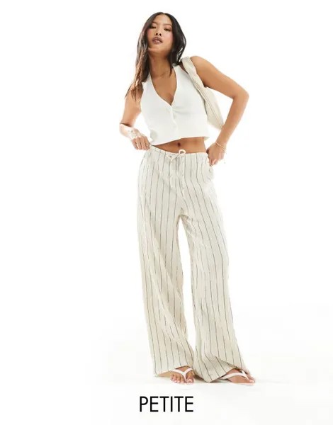 Stradivarius Petite – Мятые брюки в полоску